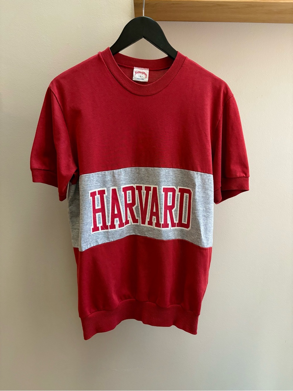 Harvard University VTG 80s red/grey sweatshirt / T-shirt Nutmeg Mills L